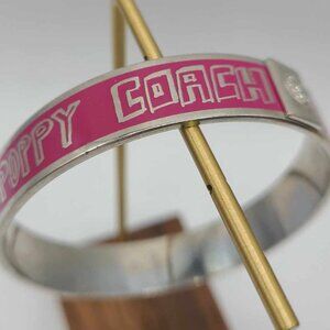 Coach Pink Enamel Poppy Logo Bangle Bracelet